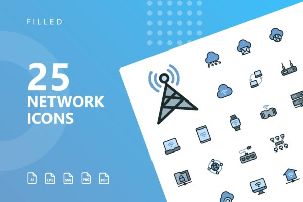 网络科技主题矢量填充素材库精选图标 Network Filled Icons