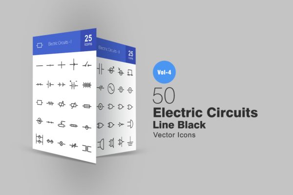 50枚电路线路板主题矢量线性素材库精选图标 50 Electric Circuits Line Icons