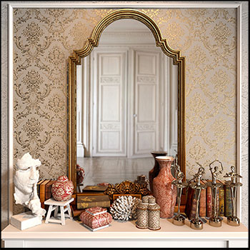 欧式花纹梳妆台化妆台素材之家精选3D模型