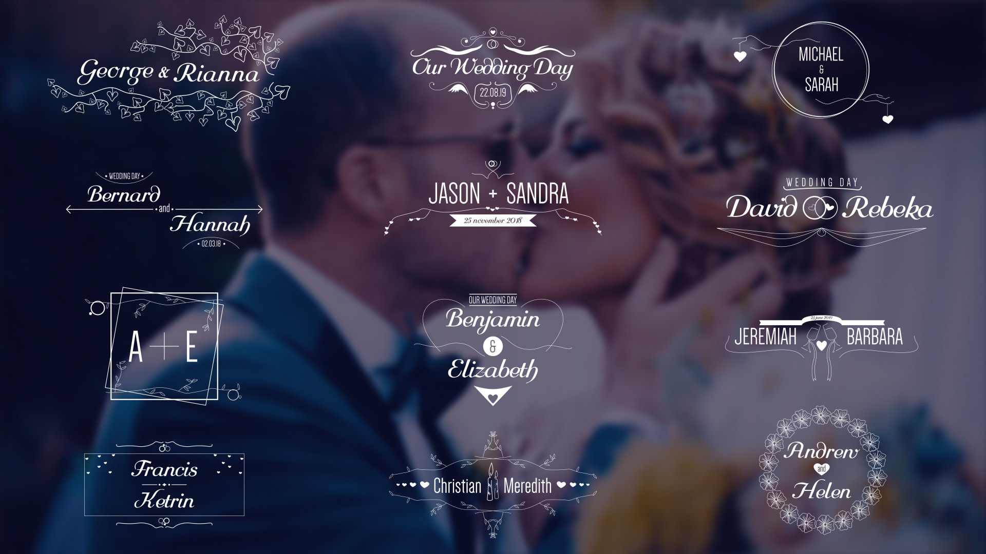 浪漫的婚礼标题动画PR模板