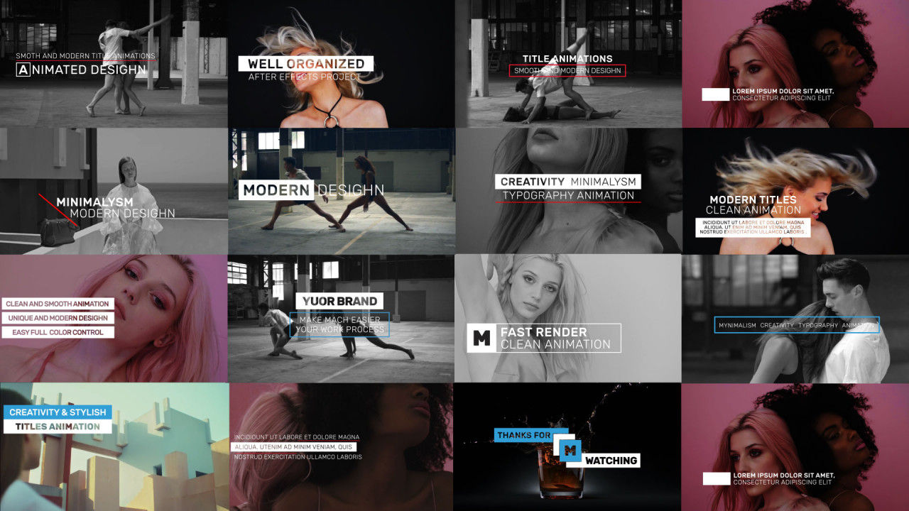 全屏动画排版标题素材库推荐Pr模板