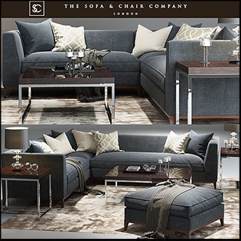 大气转角沙发台灯地毯等素材之家精选3D模型