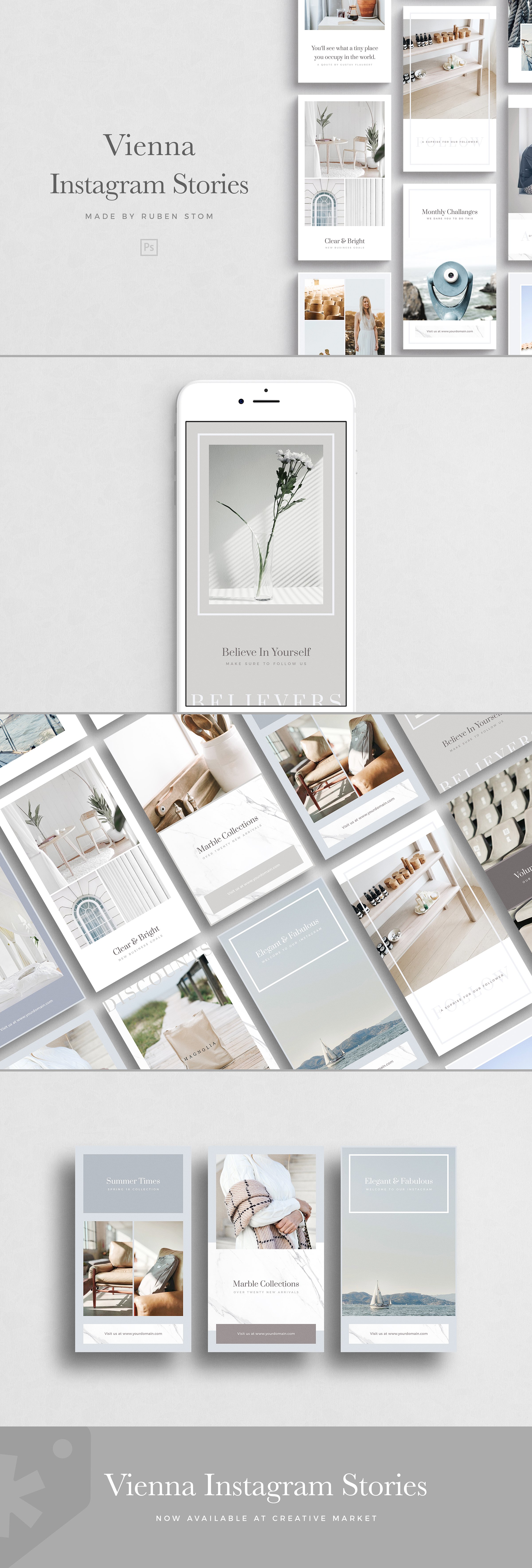 极简主义Instagram社交媒体故事模板素材库精选 Vienna Instagram Stories插图