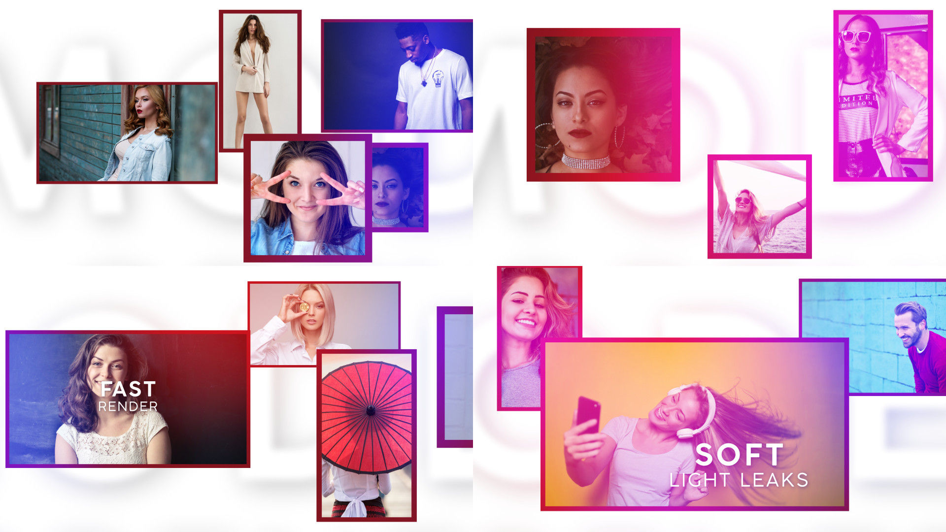 展现造型与时装的漂亮照片外观框素材库精选AE模板