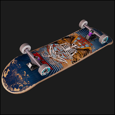 磨损的旧滑板素材之家精选3D模型