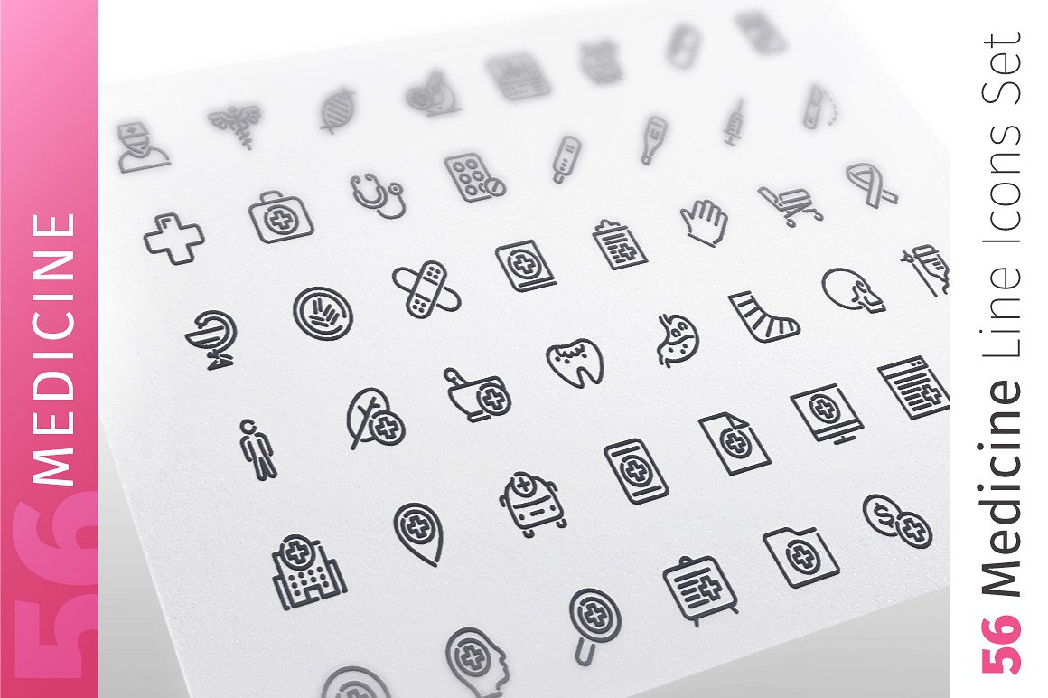 56款医疗行业线形矢量图标下载[ai,eps,png,svg,jpg]插图