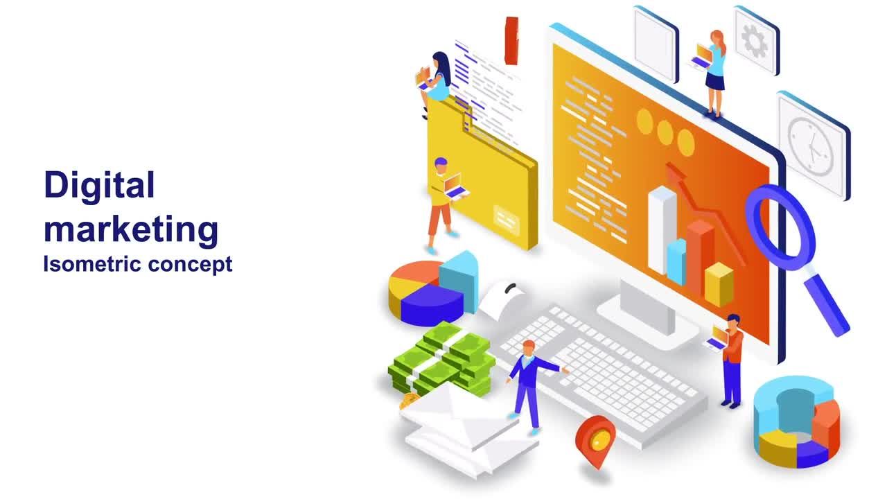 数字营销等距概念素材库精选AE模板