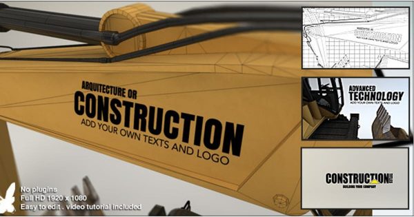 挖掘机建模动画建筑主题视频标题素材库精选AE模板 Construction Titles