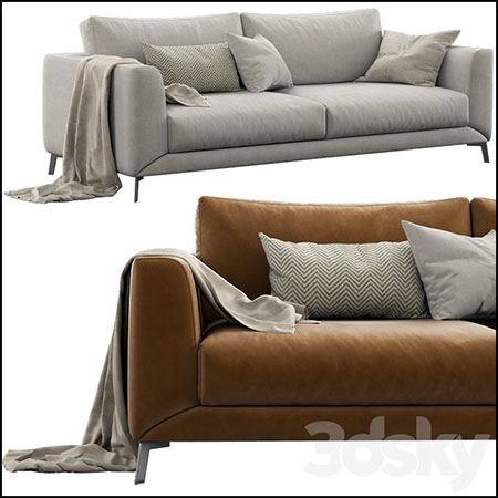 简约欧式双人沙发和沙发靠枕素材之家精选3D模型