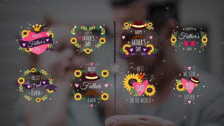 8个可爱精美的父亲节全屏标题动画素材库精选AE模板