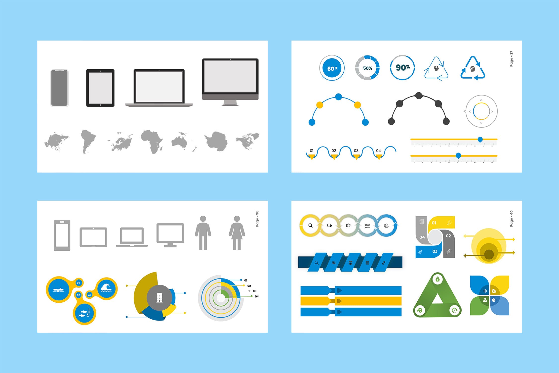 黄蓝配色简约风格素材库精选PPT模板 Bluewhale – Powerpoint Presentation插图(6)