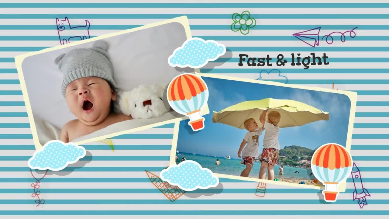 干净多彩的儿童幻灯片照片展示素材库精选AE模板