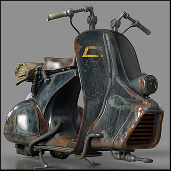 90年代复古破旧电动踏板车素材之家精选3D模型