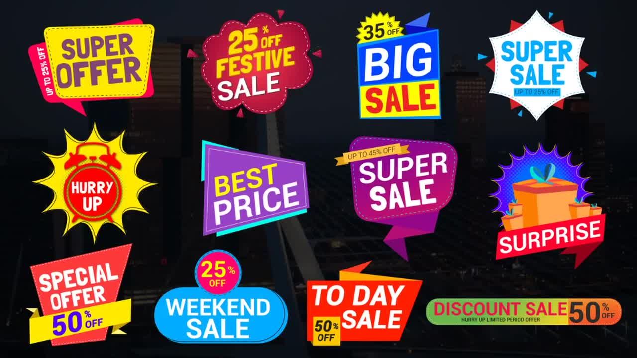 25个专业文字商业促销标签素材库精选AE模板