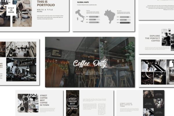 咖啡品牌/咖啡店策划方案素材库精选PPT模板 Coffee | Powerpoint Template