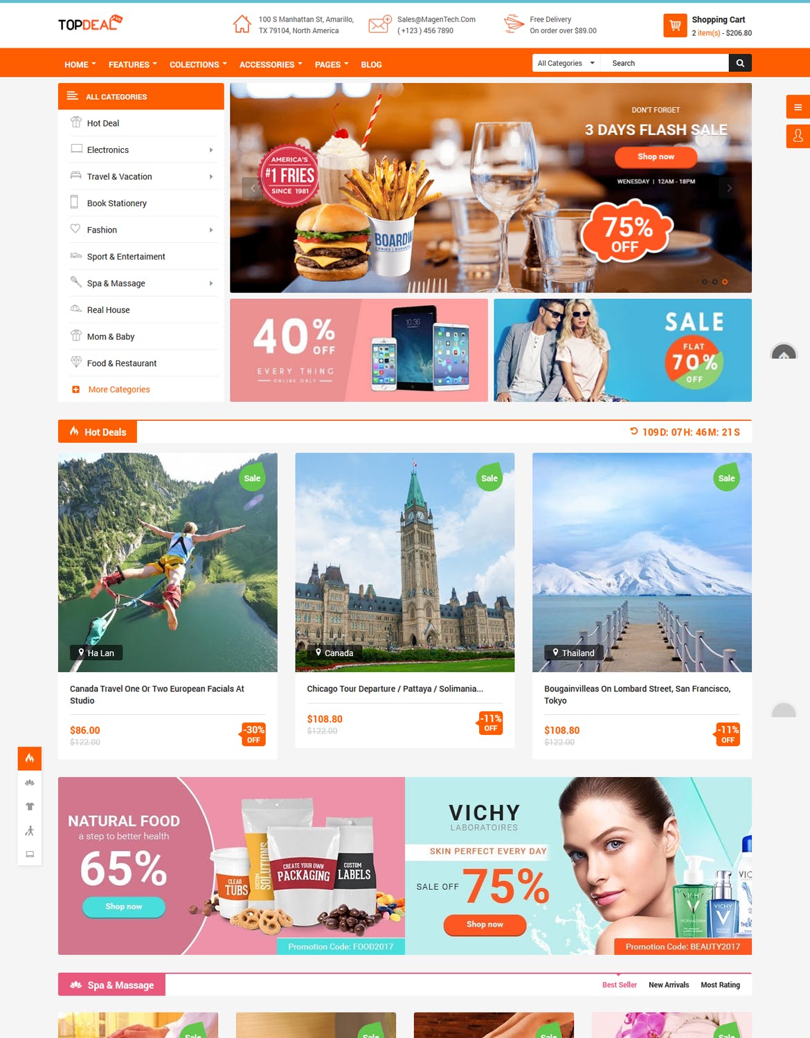 响应式设计风格多用途网上商城HTML模板素材库精选 TopDeal – Responsive MultiPurpose HTML Template插图(1)