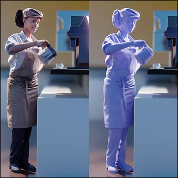 咖啡店倒咖啡的女人素材之家精选3D模型