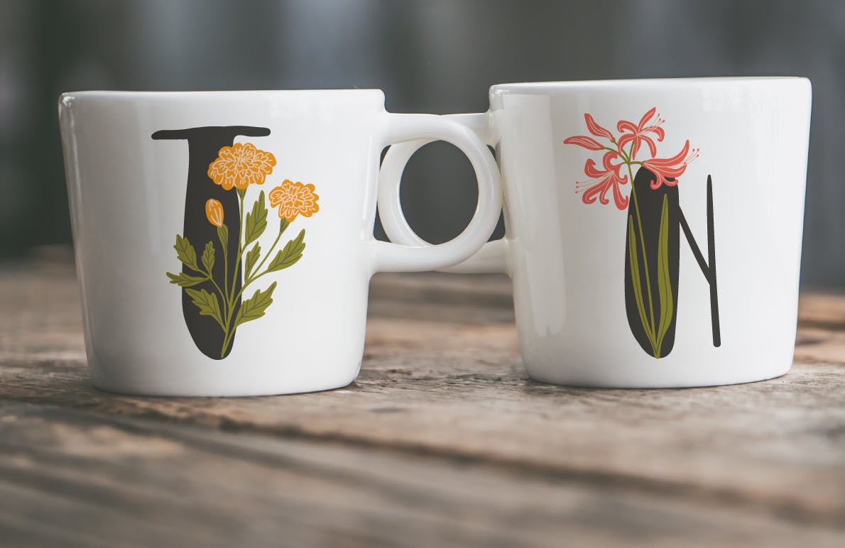 植物花卉装饰英文字母手绘素材 Floral Illustrated Alphabet插图(5)