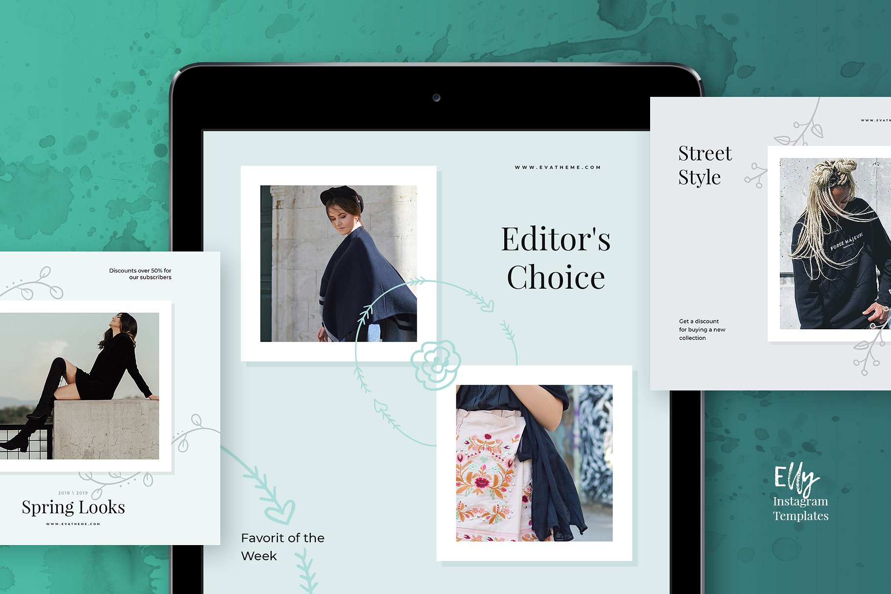 10款简约干净Instagram创意贴图模板素材库精选 Elly Instagram Templates Vol.1插图(1)