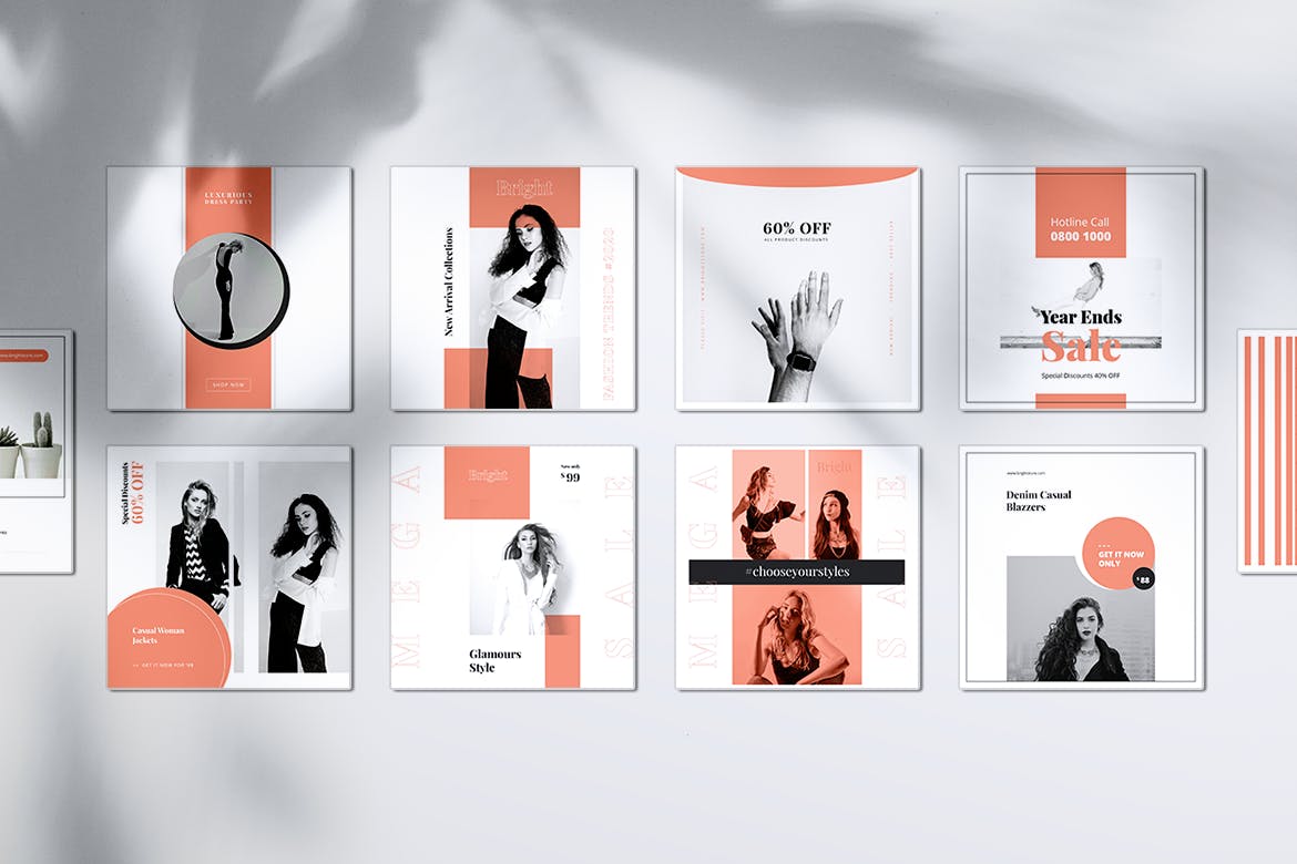 Instagram & Facebook社交网站时尚主题贴图设计素材 BRIGHT Fashion Instagram & Facebook Post插图(4)