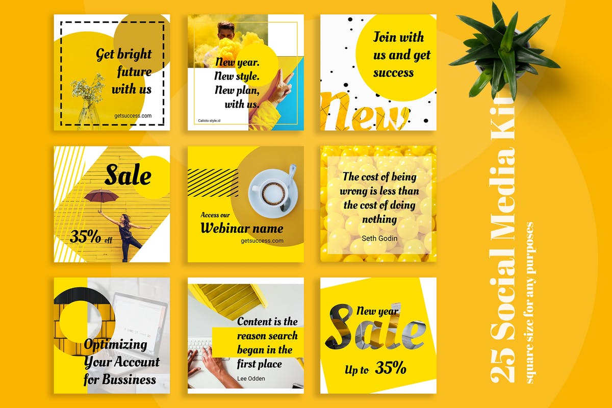 配色大胆社交媒体/自媒体品牌宣传设计素材 Calisto Social Media Kit插图