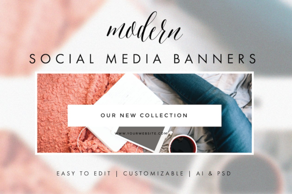 现代社交媒体Banner模板素材库精选 Social Media Banners – Modern