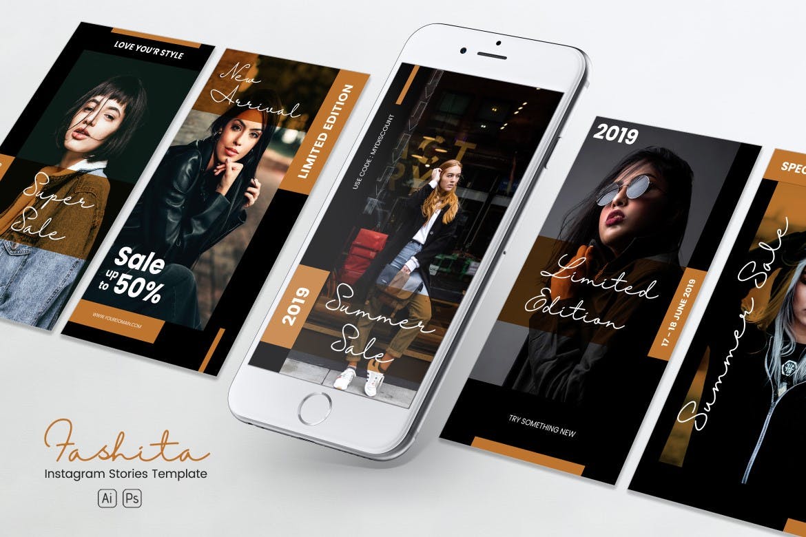 优雅时尚主题Instagram品牌故事策划PSD&AI设计模板素材库精选 Elegant Fashion Instagram Stories PSD & AI插图(4)