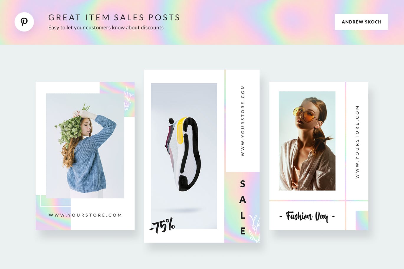 Pinterest时尚交电商Banner图设计模板素材库精选 Holo Fashion Store Pinterest Banners插图(4)