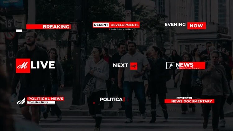 9个简洁创意的新闻文本标题素材库精选AE模板