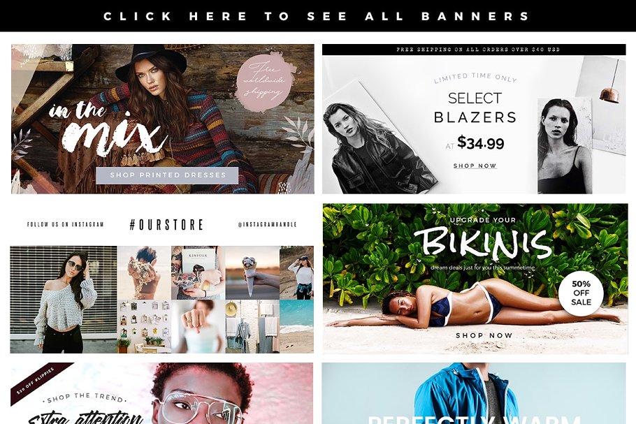 20款时尚潮流电商适用的Banner设计模板素材库精选 20 Fashion Header Banners PSD II插图(1)