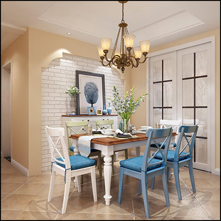 欧式开放式餐厅场景素材之家精选3D模型