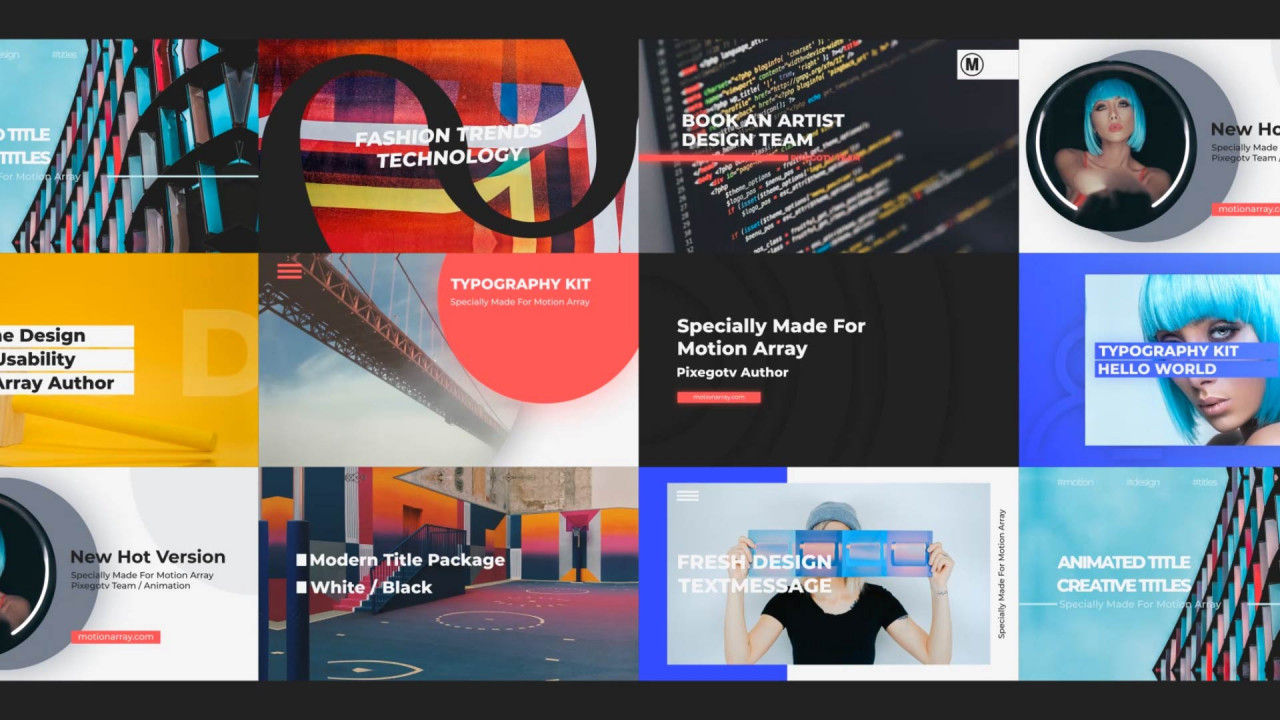 10个现代排版幻灯片全屏标题动画素材库精选pr模板