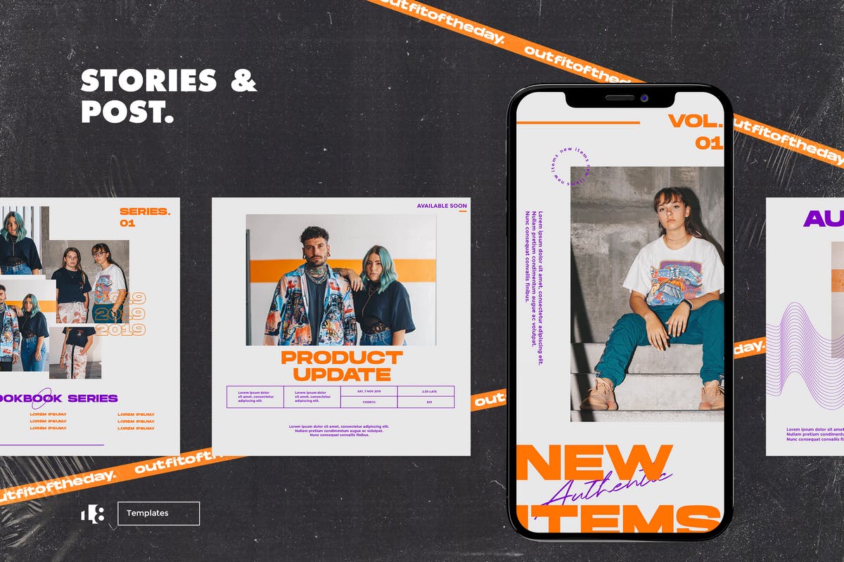 Instagram社交平台服装品牌新品发布贴图设计模板素材库精选 Instagram Template插图(4)