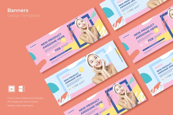 活力配色电商网站广告Banner设计模板v15 SRTP Banners Template.15