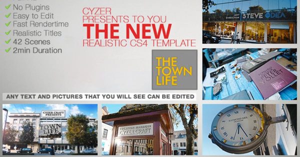 欧洲城镇生活剪影旅行TV节目开场素材库精选AE模板 Town Life Intro Promotion – TV Series Opener