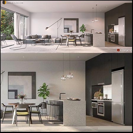 卧室和厨房室内场景素材之家精选3D模型