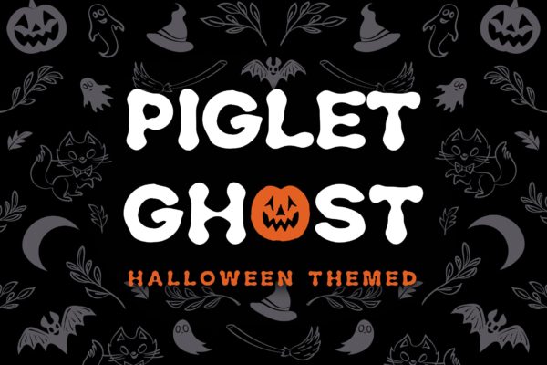 万圣节节日氛围惊悚创意设计无衬线英文字体 Piglet Ghost – Halloween Display Typeface