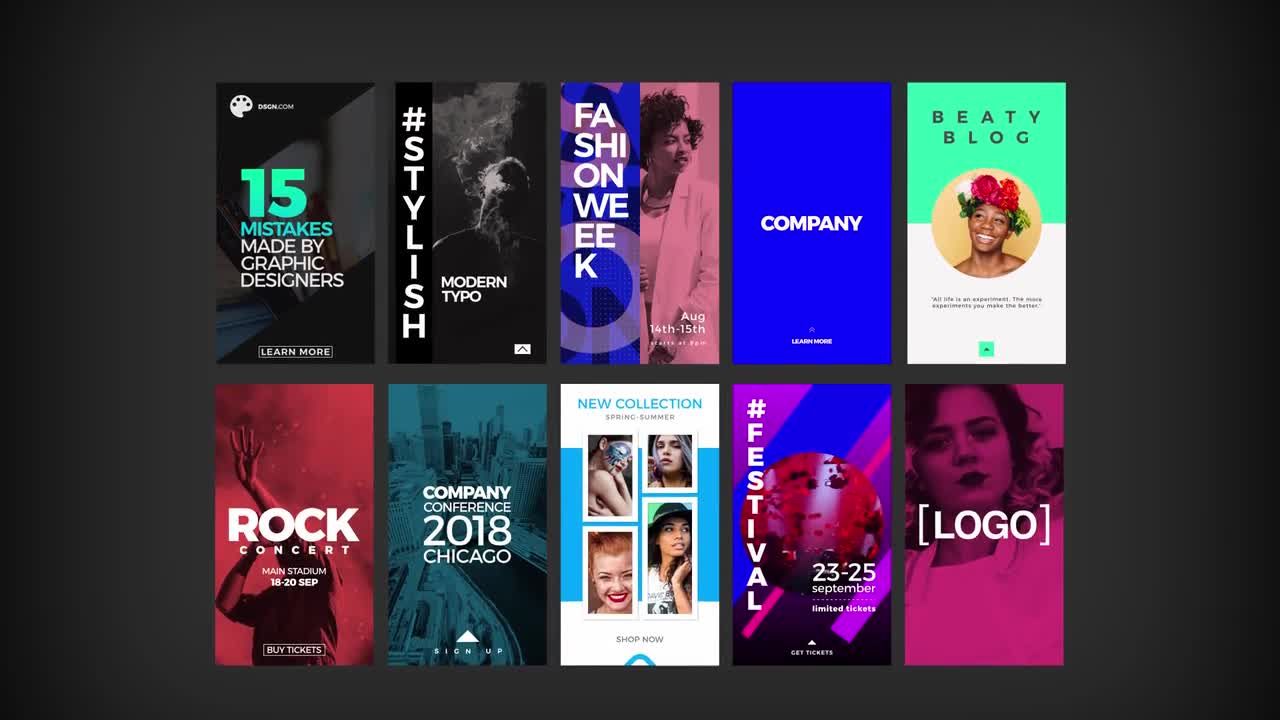 10个最初设计和动态动画的Instagram故事素材库精选AE模板