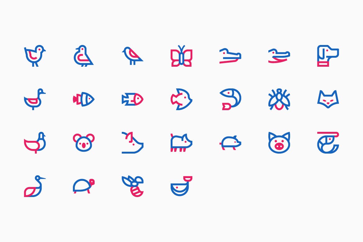 25枚动物简笔画图形矢量素材库精选图标v2 Animals #2插图(1)