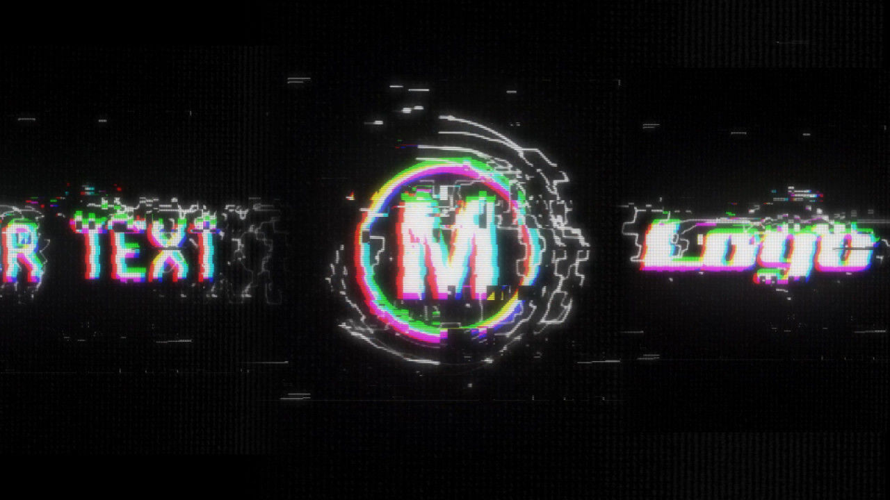 现代故障logo动画信号损坏颜色分离标识特效素材库精选AE模板