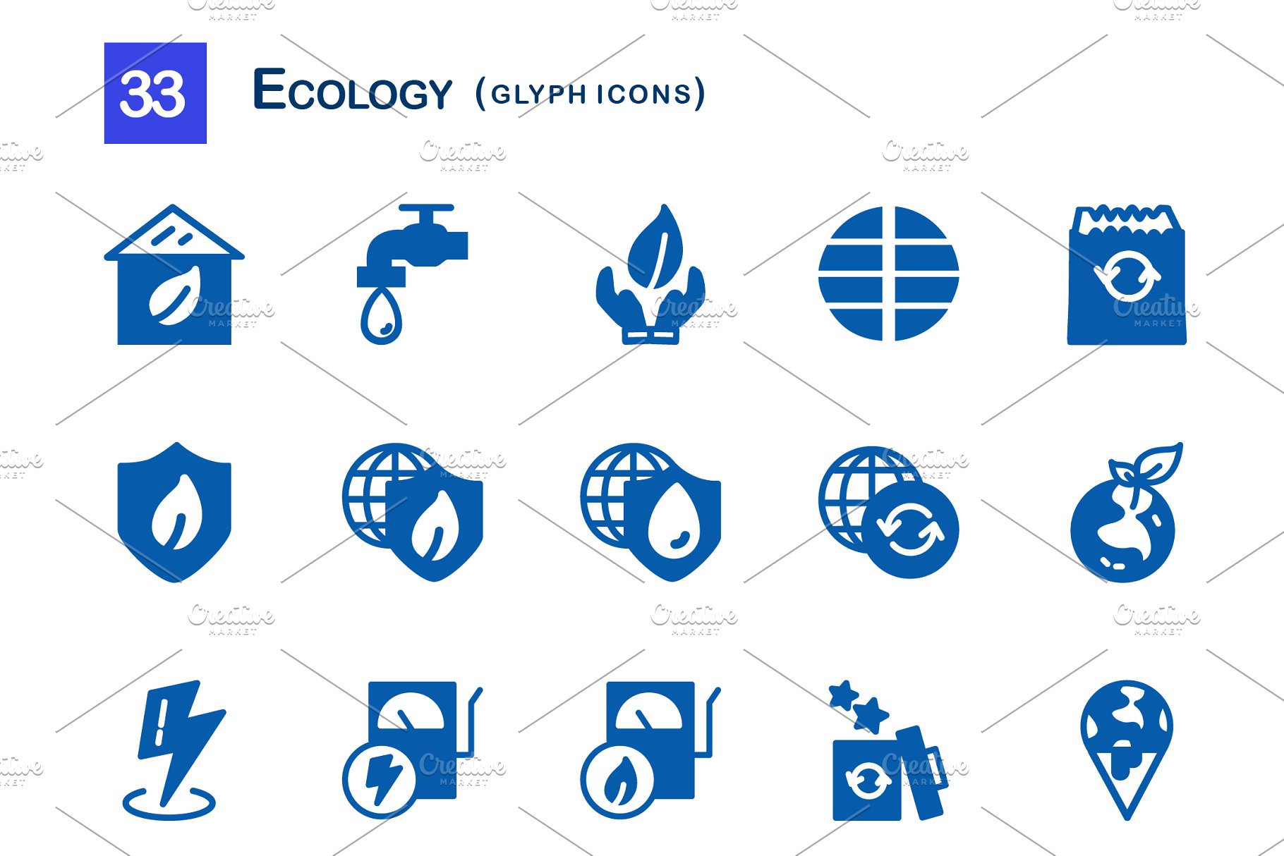 33个生态字体图标集 33 Ecology Glyph Icons插图(1)