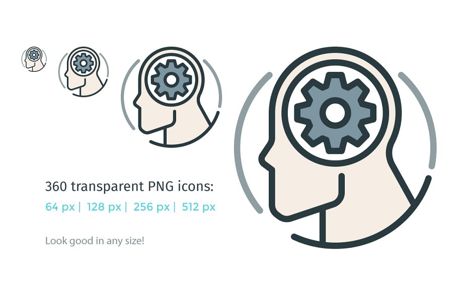 多彩扁平风线条图标 Colorful Flat Line Icons插图(1)