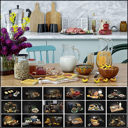 20款高品质扫描食品食物和餐具素材之家精选3D模型