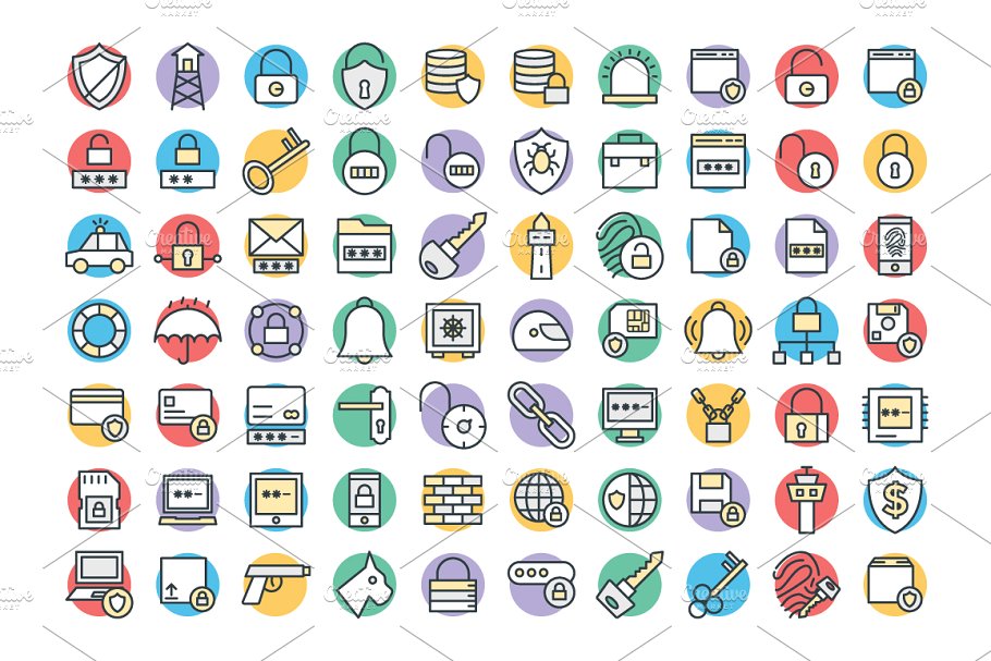 100+信息安全数据保护矢量图标 100+ Security Vector Icons插图(1)