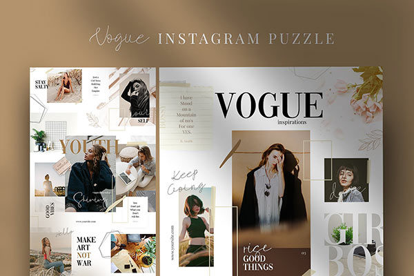 时尚高端的Instagram社交媒体拼图模板素材库精选 Vogue – instagram puzzle [psd]