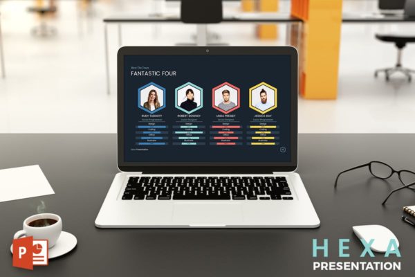 初创公司业务团队介绍PPT幻灯片模板下载 HEXA – Powerpoint Presentation Template