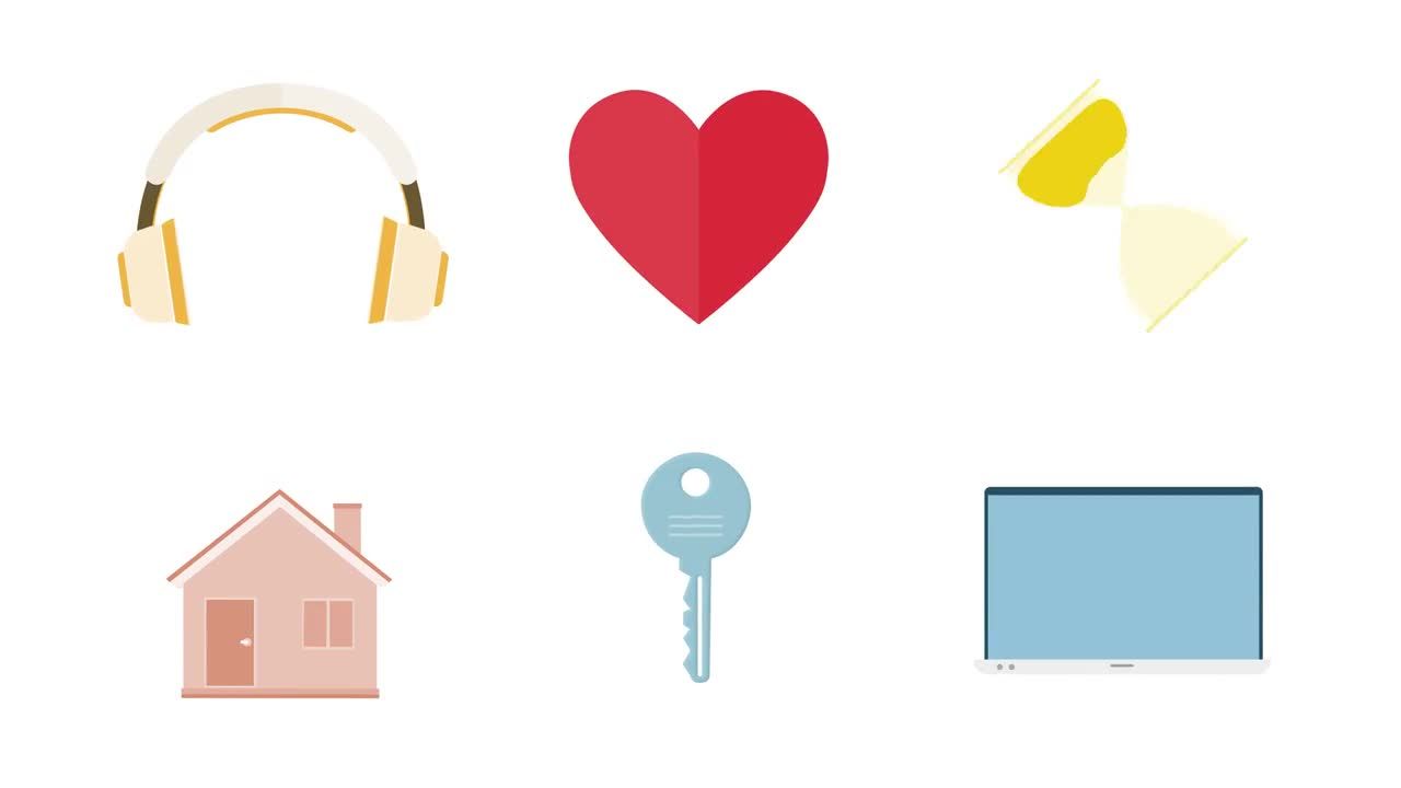 100完全可自定义的动态动画图标素材库精选AE模板