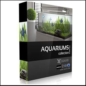 15款水族馆不同造型的鱼缸3D/C4D模型