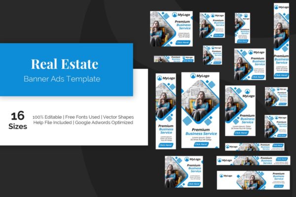 房地产企业网站Banner素材库精选广告模板 Real Estate Banner Ads Template