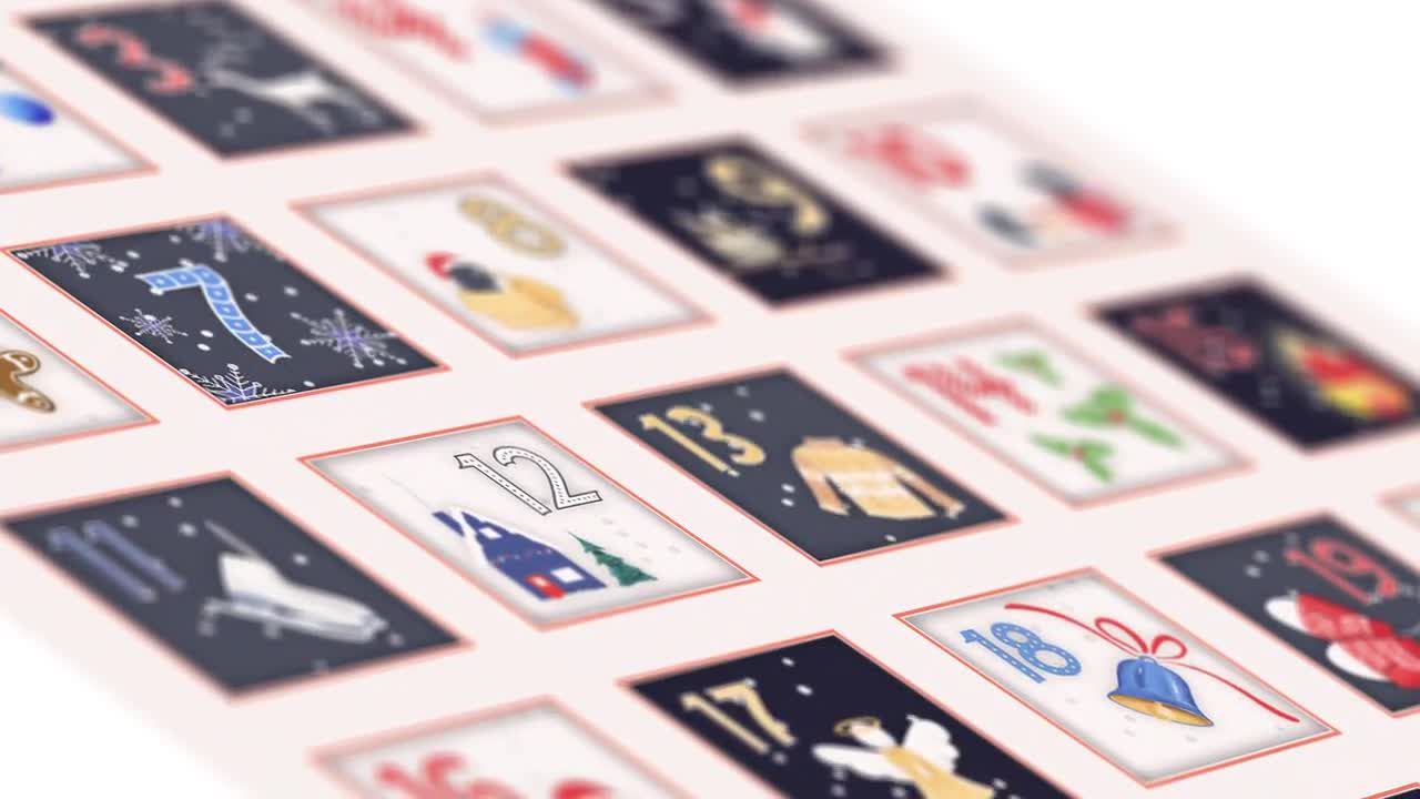 具有时尚设计和创造性动画的圣诞节降临节日历素材库精选AE模板